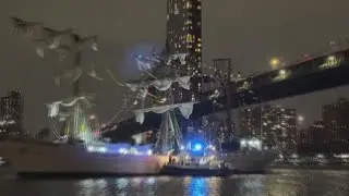Mexican navy training vessel hits New York's Brooklyn Bridge