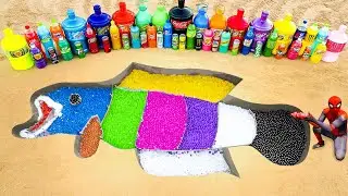 How to make Rainbow Snakehead Fish with Orbeez, Giant Coca Cola, Fanta , Pepsi, Mtn Dew and Mentos
