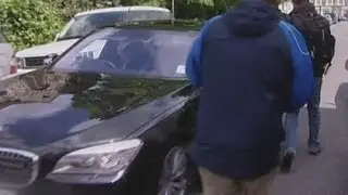 Rebekah Brooks' car gets trapped leaving Lewisham police station
