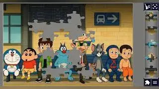 Cartoon Cast at the Bus stop 🚌 🛑🚏🎉🧩//@jigsawpuzzlezone