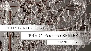 19th C. Rococo Iron & Crystal Round Chandelier