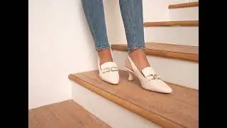 Womens Kitten Heels Slingback Closed Pointed Toe Dress Shoes Metal Chain Buckle Elegant Pumps.