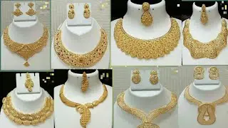 MODERN 22K PURE GOLD NECKLACE SET DESIGNS COLLECTION/2019 LATEST MODELS/PARTY WEAR/NECK SET &EARRING