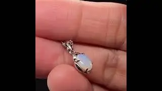 Sterling Silver Solid White Opal Necklace 459a