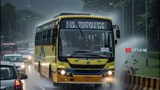 TNSTC BS6 Bus 🌧️ | Heavy Rain Night Driving | Mass Government Bus Ride