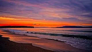 Dreamy Orange Sky Sunset on the Beach with Calm Ocean Waves | Relaxing ASMR for Deep Sleep | 3H 4K