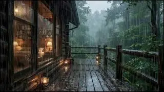 Calming rain near a forest cabin, slow rain rhythms for peaceful sleep support and insomnia rest