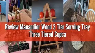 Review Manspdier Wood 3 Tier Serving Tray Three Tiered Cupcake Stand, Rectangle Serving Platter Wood