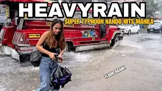 HEAVY RAIN TYPHOON &ldquo;NANDO&rdquo; HITS PEDRO GIL PACO MANILA WALKING TOUR PHILIPPINES[4K]