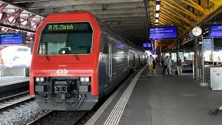 Ausfahrt der (SBB Re 450) in Doppertraktion beim Bahnhof Winterthur