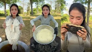 Amazing cooking deep fried fish and roasted cake recipe