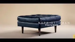 Napa Ottoman in Midnight Blue by Poly & Bark | leather ottoman, footstool, footrest, modern, leather