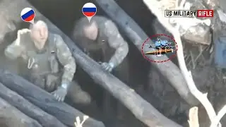Horrible!! Ukrainian FPV drones blow up Russian soldiers trying to fight back by throwing rifles