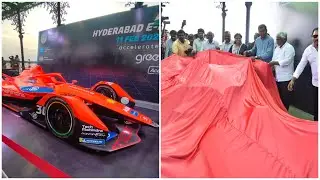 Formula E Prix car on display in Hyd's Tank Bund