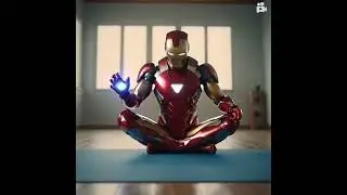 iron man doing yoga #ai #marvel #ironman #avengers #yoga #fitness
