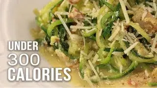 ZUCCHINI SPAGHETTI CARBONARA UNDER 300 CALORIES