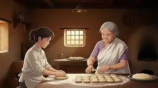 Handmade Flatbread on a Wooden Board | Traditional Kitchen ASMR #ghibli 