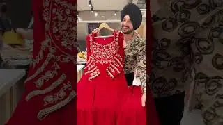 Deep Red Georgette Heavy Hand Embroidered Partywear Anarkali suit with Beautiful Banarasi Look
