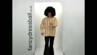 70's Fancy Dress Costume Mens Satin Striped Shirt