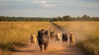 boer sore Hunted by Four Hungry Tigers Across the Grasslands