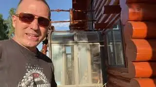 Working on this Log Home near Boise - Staining and Sealing