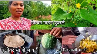 किचन गार्डन फुलले🥒🍆चुलीवर केली भोपळ्याची भाजी #priyapawar #familyvlog 