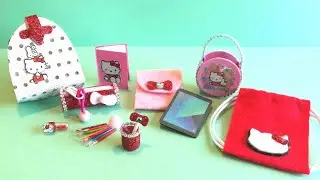 12 DIY Hello Kitty Miniature School Supplies and crafts | Miniature Backpack