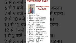 Ias Divya tanwar time table| time table kaise banaye #ias #timetable