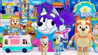 Bluey Toy Collection Unboxing Review  Bluey Wooden BBQ and Salad, White Van Set & Bandit Plush