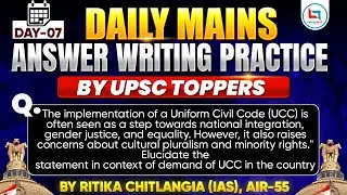 Daily UPSC Mains Answer Writing Practice | UPSC 2026 Preparation | Ritika Chitlangia IAS Topper #7