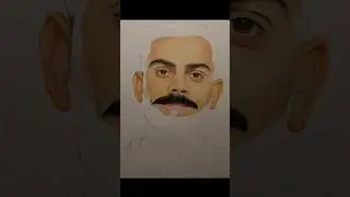 Virat Kohli Realistic Color Pencil Sketch | Face Completed 🔥 | Part 2 #shorts #viratkohli