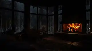 Tranquil Rain and Fireplace Harmony 🔥 Cozy Cabin Ambience for Stress Recovery and Restful Dreams