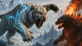 GODZILLA VS WHITE TIGER TITAN &ndash; Clash of Fire and Ice (4K Monster Battle Movie)