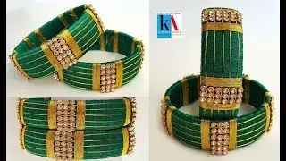 How to make Trendy Silk Thread Bangles with zari Thread // bangles making tutorial for beginners