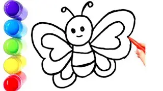 How To Draw cute butterfly Drawing, Painting & Coloring For Kids and Toddlers