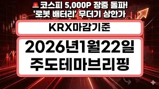 🚨1/22마감: 코스피 5,000P 장중 돌파! '로봇 배터리' 무더기 상한가 & 삼성 2나노 파트너의 등장#씨아이에스 #한농화성 #에프에스티 #삼성2나노 #삼성SDI #강원에너지