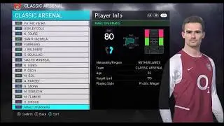 LEGENDS LEAGUE - Arsenal Classic squad- PES 2018