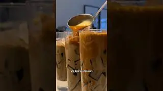Have you tried this drink? Grass jelly with basil seeds and coffee