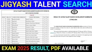 Jigyash talent search exam Result 2025. PDF available. Dhruba Jyoti Goswami.