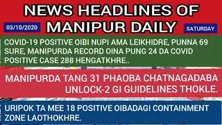 03/10/2020, NEWS in 1 minute, Manipur Local Top News Headlines