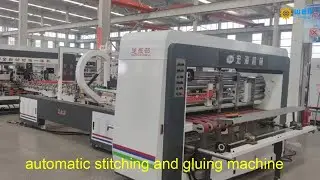 Full automatic box folder gluer stitcher machine #supplier