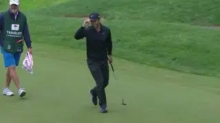 Paul Casey's impressively long birdie putt on the par-3 8th hole at Travelers