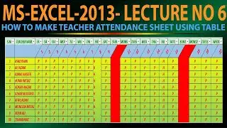 MS-EXCEL-LECTURE NO 6 HOW TO MAKE ATTENDANCE SHEET USING TABLE