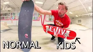 TRYING A KID SIZE SKATEBOARD!