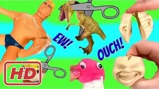 PLUS Cutting Open Squishy Gross Toys to See What is Inside:  Stretch Armstrong, Brains, Magnetic Pu