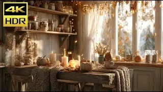 Cozy Hygge Kitchen Ambience &ndash; Warm Autumn Candlelight & Scandinavian Decor in 4K