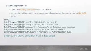 Connecting phpMyAdmin to MariaDB in a Docker Container