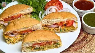 Рецепт булочки с куриным омлетом и кебабом | Яйцо под булочкой Кабаб Уличная еда Карачи