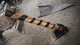 Turned rusty vehicle part into useful adze hoe tool 
