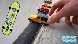 Toy Cars Slide on Skatepark | Sliding Small Cars Video For Kids